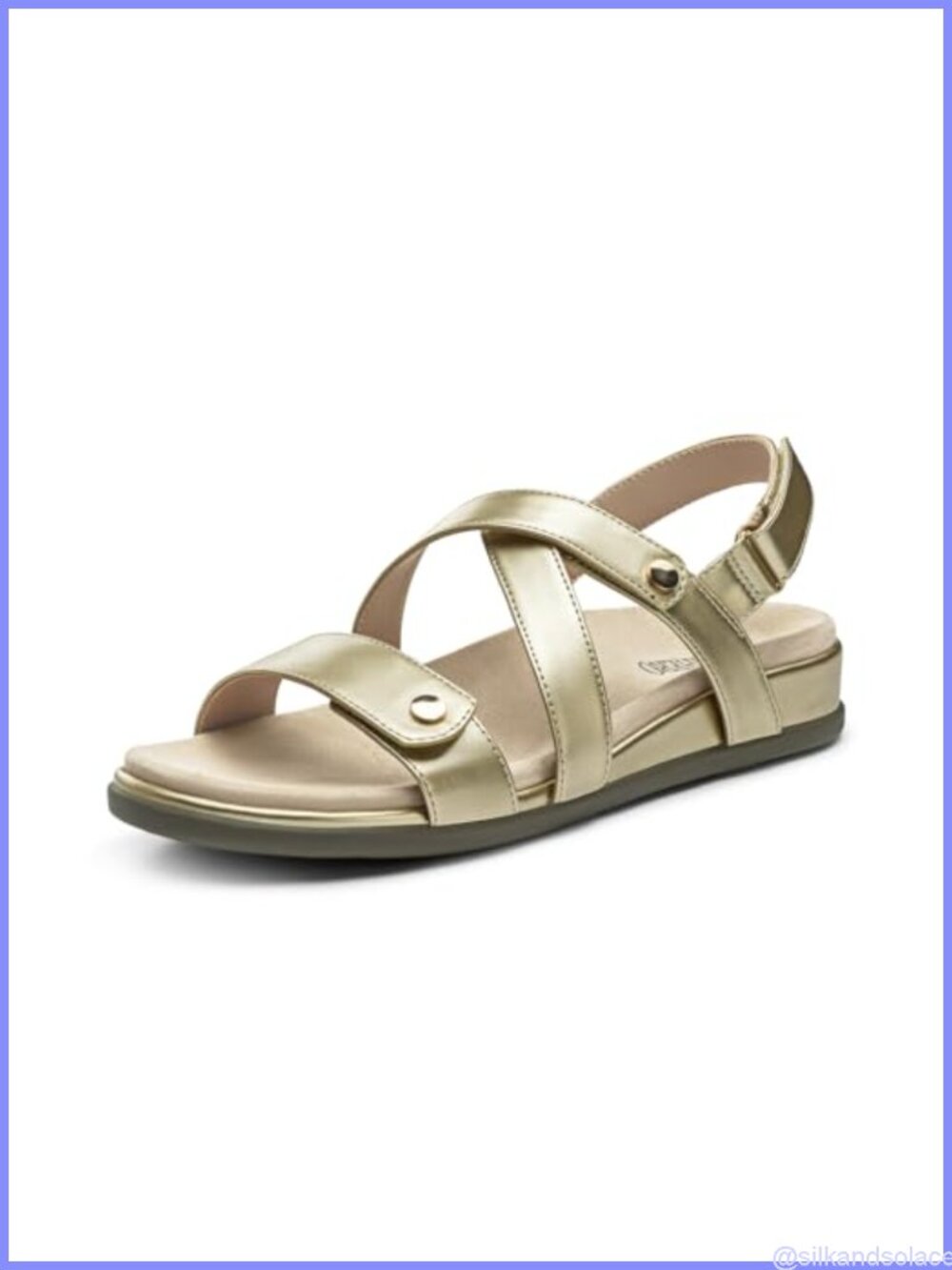 Orthopedic Arch Support Flat Sandals Faux Leather Adjustable Walking